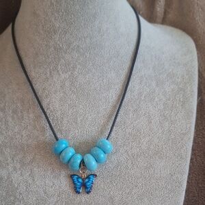 Blue Butterfly Pendant Necklace